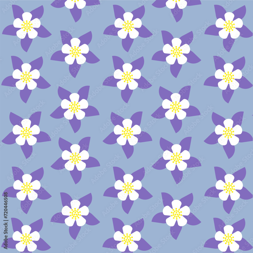 Seamless columbine flower pattern. Seamless columbine flower pattern.