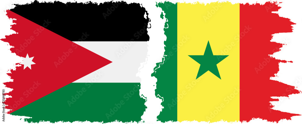 Senegal and Jordan grunge flags connection vector Senegal and Jordan grunge flags connection vector
