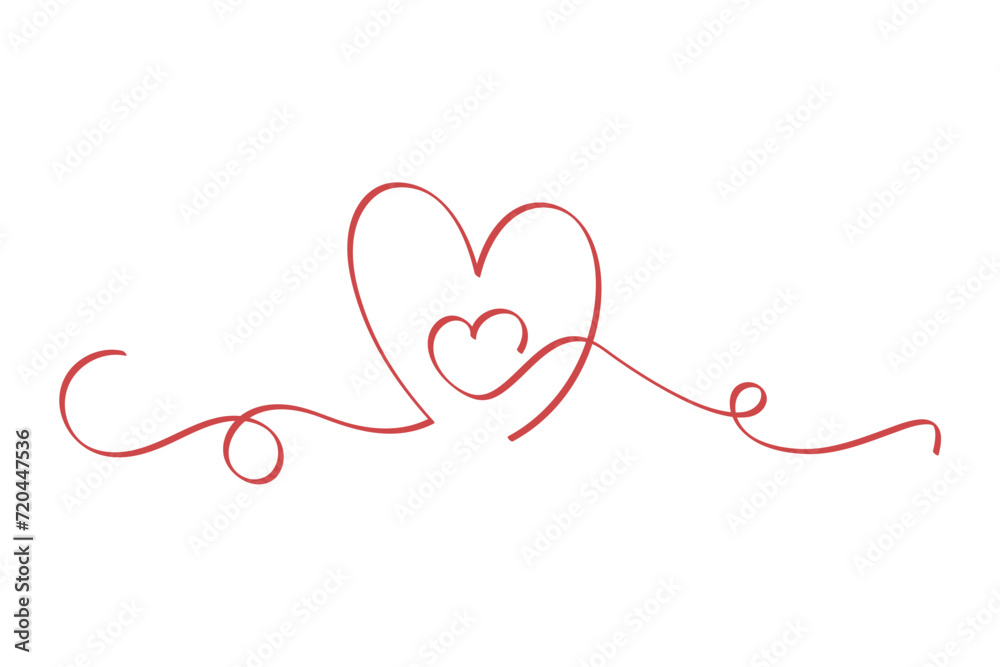 Calligraphy red heart vectorart