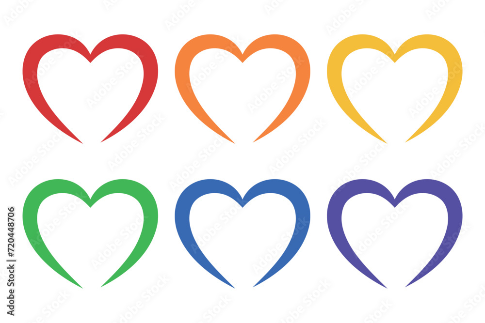 Hand drawn hearts multi colours set vectorart