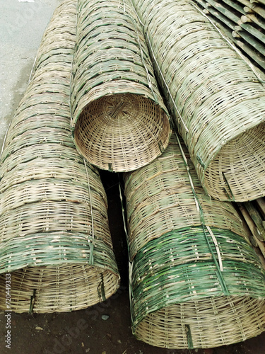 Stack of baskets made of bamboo