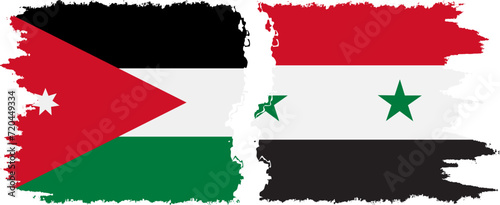 Syria and Jordan grunge flags connection vector