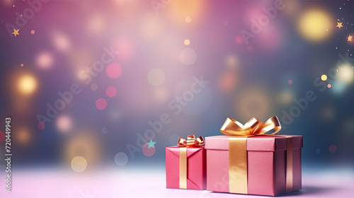 Birthday Gift Box with Blur Bokeh Background. Black Friday, Sale, Mother's Day, Christmas, Wedding, Valentine's Day, Women's Day © RBGallery