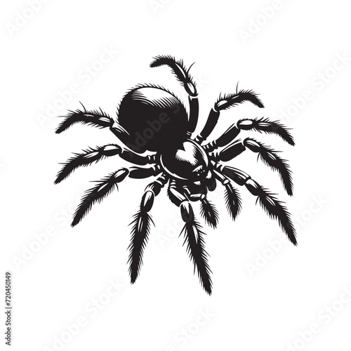 Night Weaver: Spider Silhouettes Entwined in a Mystical Dance, Capturing the Essence of Nocturnal Intrigue - Spider Illustration - Spider Vector - Insect Silhouette 