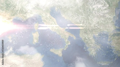 Zoom in from space and focus on Avellino, Italy. 3D Animation. Background for travel intro. Elements of this image furnished by NASA
