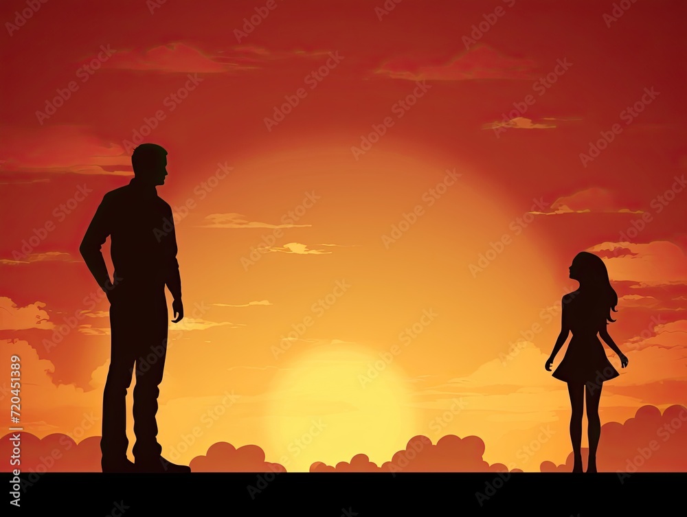 Man and Woman Standing in Front of a Sunset Man and Woman Standing in Front of a Sunset