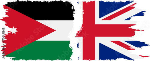 UK and Jordan grunge flags connection vector
