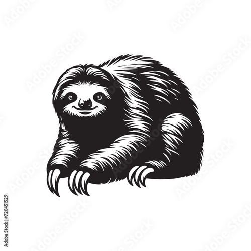 Tranquil Treetops: A Collection of Sloth Silhouettes Perched in Serene Arboreal Splendor - Sloth Illustration - Sloth Vector
