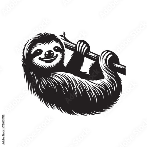 Arboreal Harmony: Sloth Silhouette Set Showcasing the Harmony of Sloths Amidst Lush Treetop Environments - Sloth Illustration - Sloth Vector
 photo