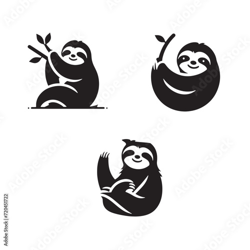 Slothful Shadows: Silhouettes of Sloths Basking in Their Unhurried, Relaxed Routines - Sloth Illustration - Sloth Vector
