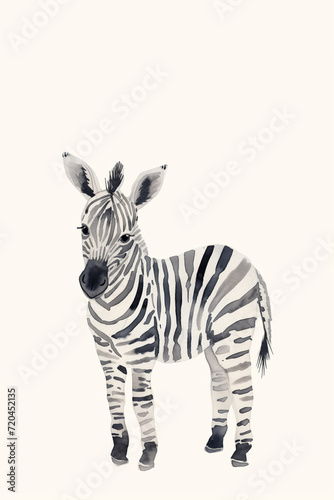 Zebra painted with watercolours