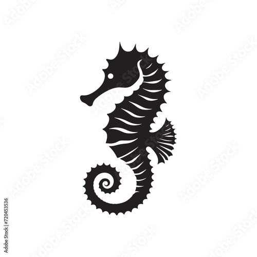 Underwater Ballet: A Series of Seahorse Silhouettes Engaged in an Elegant Subaquatic Performance - Seahorse Illustration - Seahorse Vector 