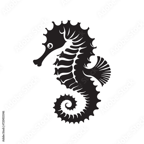 Aqua Whispers: Seahorse Silhouette Set Whispering the Secrets of the Deep Blue Sea - Seahorse Illustration - Seahorse Vector 