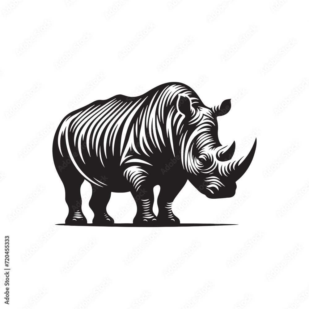 Rhino Rhapsody: A Harmony of Rhinoceros Silhouettes in the Poetic Dance of Wildlife Silhouetted Artistry - Rhino Silhouette Vector - Rhinoceros Illustration - Rhinoceros Vector
