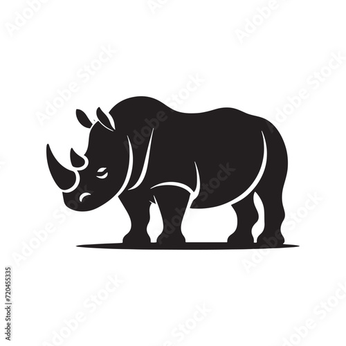 Shadows of the Savanna  Rhinoceros Silhouettes Shaping the Enigmatic Silhouetted Symphony of the African Wilderness - Rhino Silhouette Vector - Rhinoceros Vector - Rhinoceros Illustration 