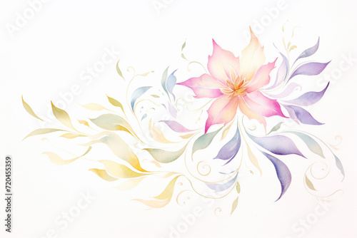 A delicate watercolor illustration showing the intricate designs in a flower s bloom   cartoon drawing  water color style