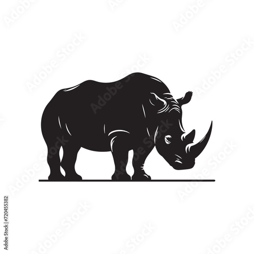 Rhinoceros Realm: Silhouetted Portraits of the Dominant Rhinoceros Capturing the Essence of Wild Majesty - Rhino Silhouette Vector - Rhinoceros Vector - Rhinoceros Illustration
