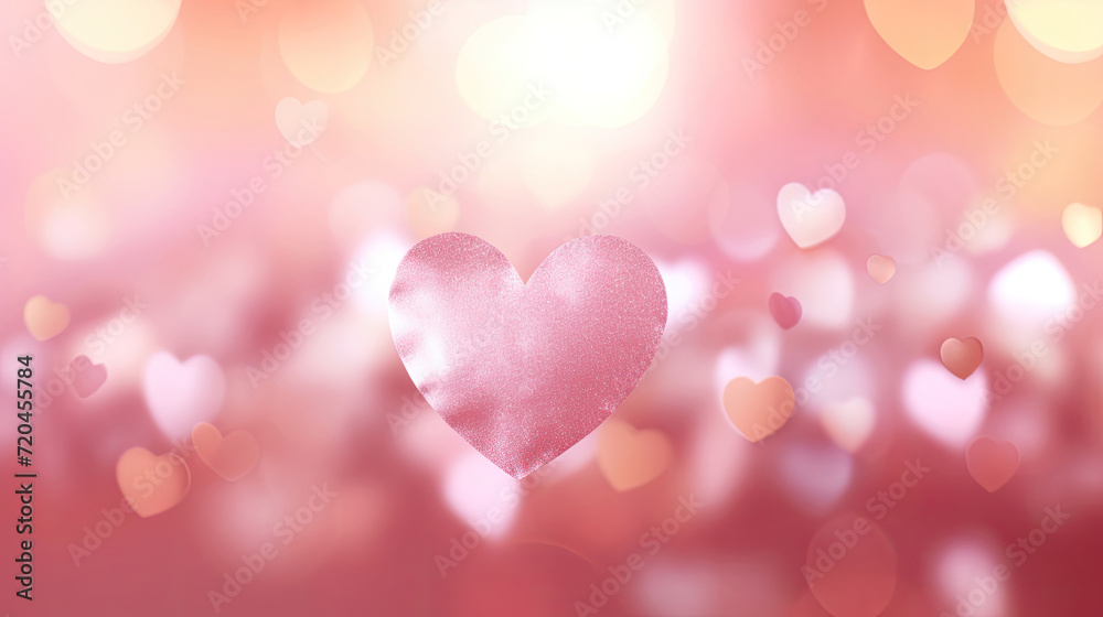 Women's Day, Light Pink Sparkling Hearts Love Valentine Bokeh Background for Wedding or Mother's Day, Valentine's Day, Birthday, Marriage Anniversary