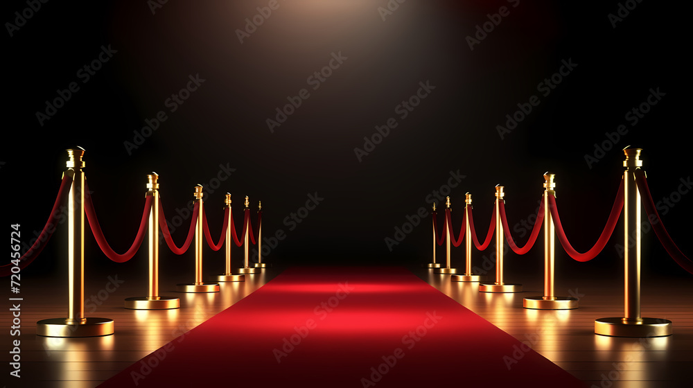 Red carpet on the stairs on dark background, the way to glory, victory and success Red carpet on the stairs on dark background, the way to glory, victory and success