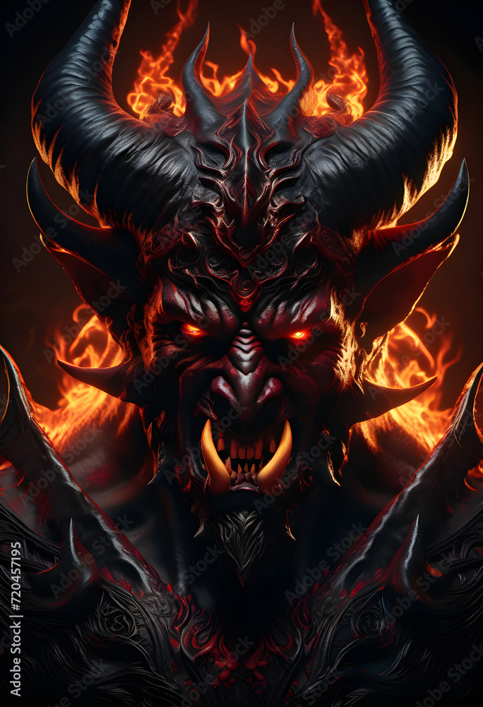 Fototapeta premium portrait of devil mask, dark style evil face