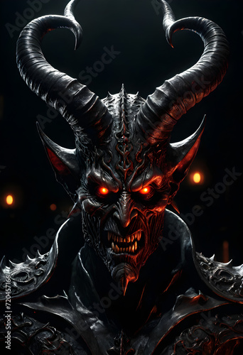 portrait of devil mask, dark style evil face