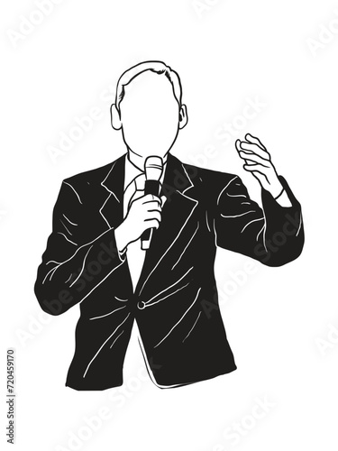 Vector of a Man Debating. Public Speaking. Man addressing People.