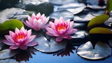 Lotus Flower With Spa Stones In Rock Garden