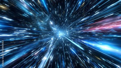 particle speed. Neon light strips with give one the feeling of a very fast tear In space. Generative AI ART