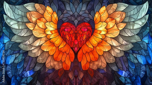 Cupid conveys love Glass art on Valentine's Day festival.	
