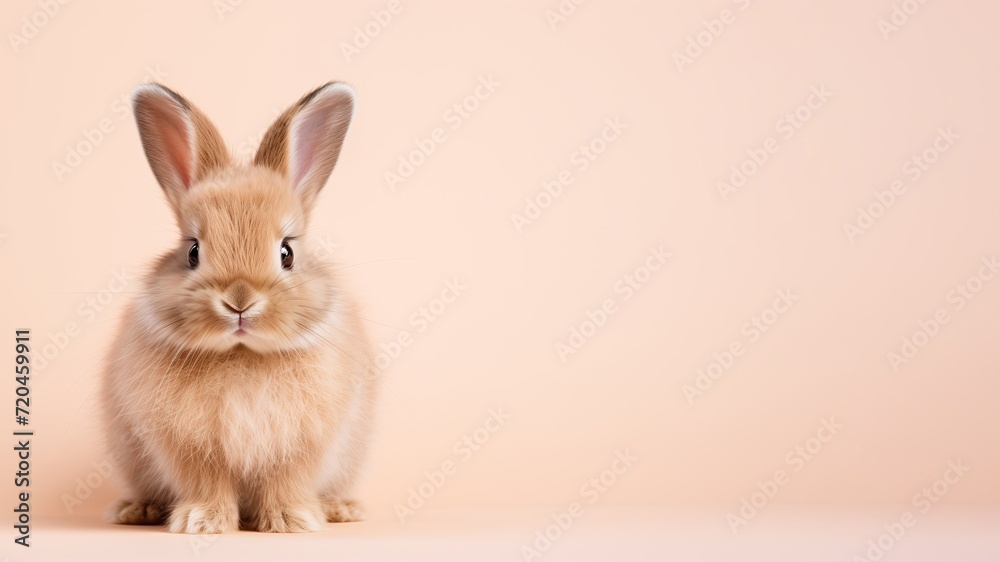 Obraz premium Un bébé lapin sur fond beige