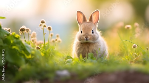 Un bébé lapin dans le jardin photo