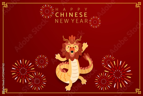 Happy Chinese new year background  year of the dragon banner template design. 