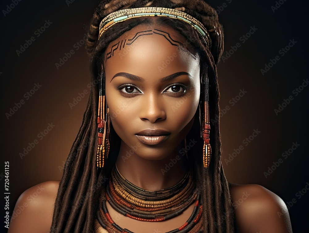 Woman With Dreadlocks and Necklace Standing Outdoors Woman With Dreadlocks and Necklace Standing Outdoors