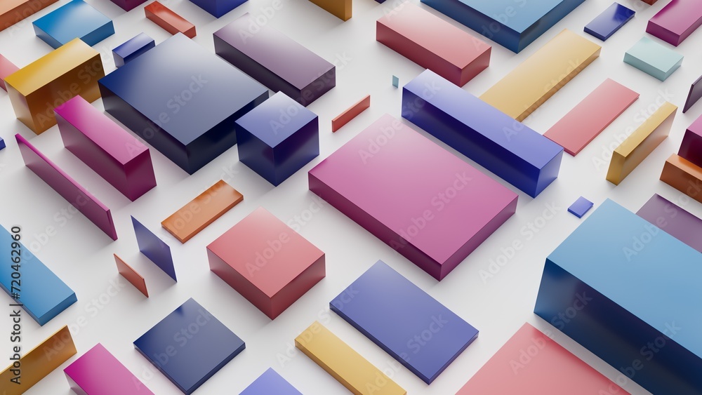 abstract colorful city background, geometric 3D boxy shapes, urban pattern abstract colorful city background, geometric 3D boxy shapes, urban pattern