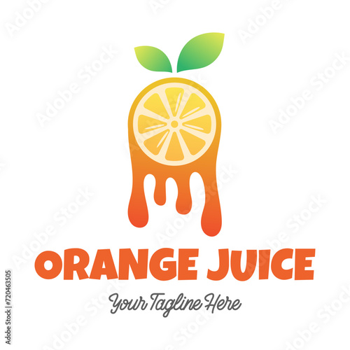 Fresh orange juice logo template design vector. Business logo for lemon juice, squeezed citrus, smoothies or lemonade.