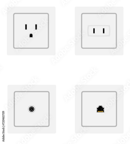 electrical socket outlet for indoor electricity wiring stock vector illustration