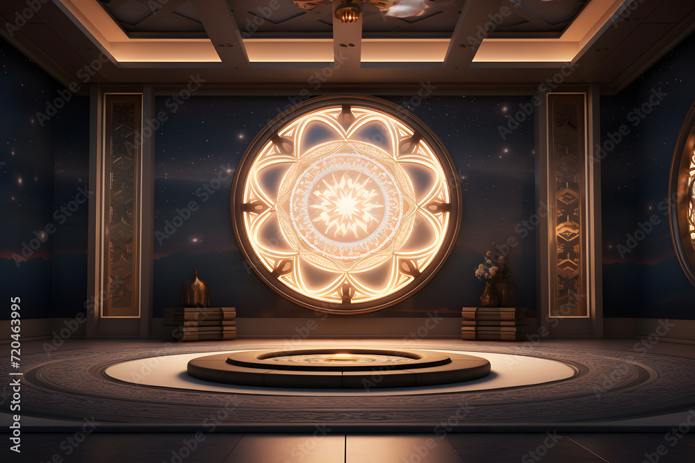 A meditation room featuring an Art Deco style relaxation