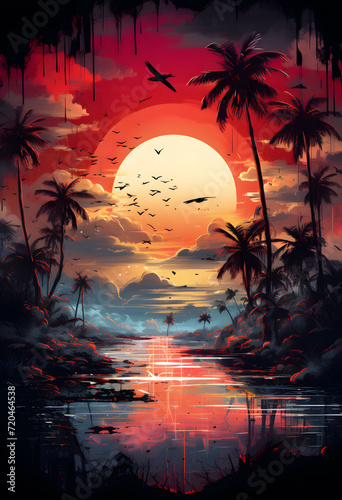 tropical sunset over the sea