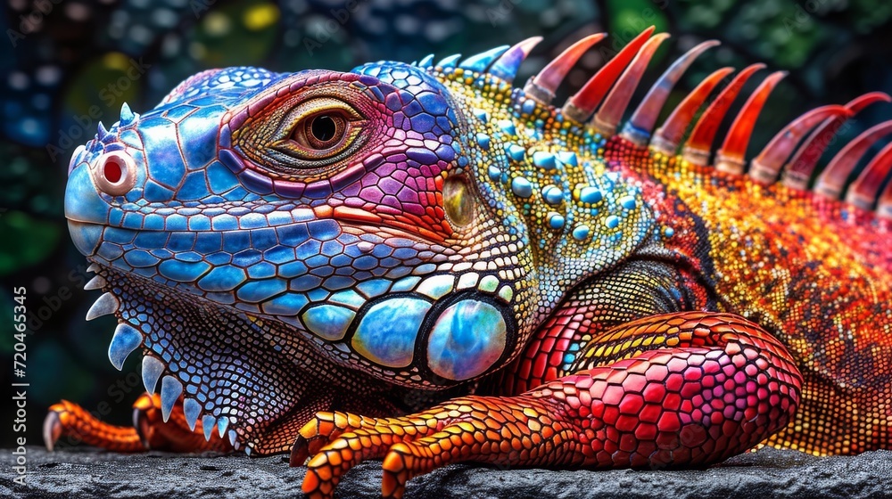 Fototapeta premium close up of a colorful iguana