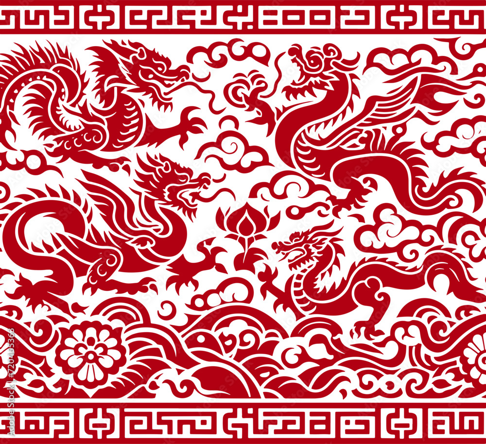 Red Chinese pattern frame