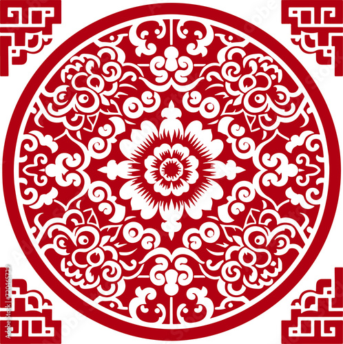 Red Chinese pattern frame