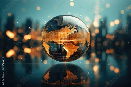 Abstract globe focusing on North America  representing interconnected digital and financial networks  Ai generated
