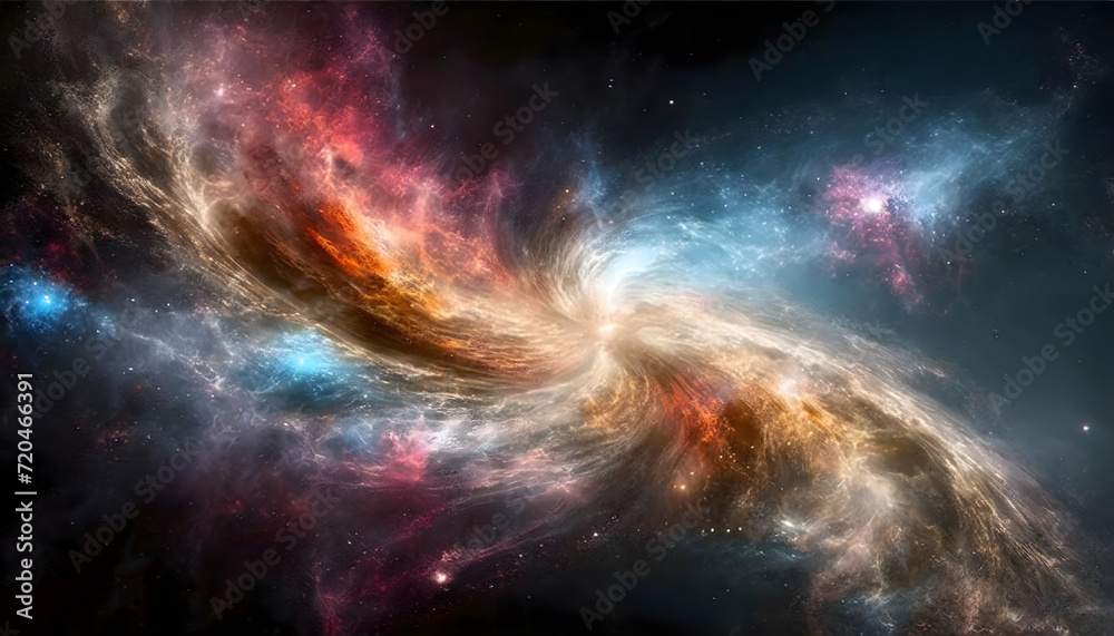 Obraz premium Mystical Emission Nebula: Space Nebulae with Copyspace on Black Background