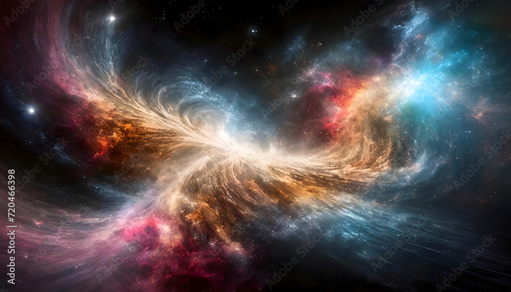 Mystical Emission Nebula: Space Nebulae with Copyspace on Black Background