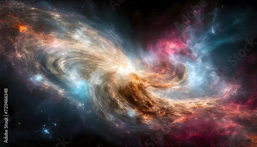 Mystical Emission Nebula: Space Nebulae with Copyspace on Black Background