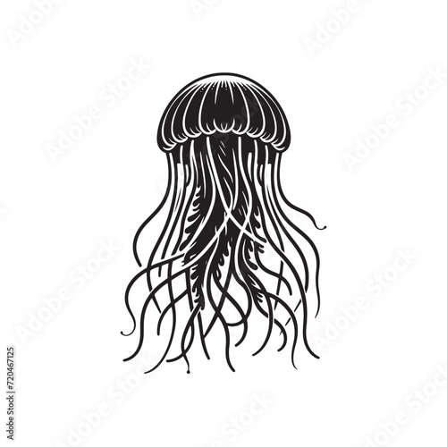 Fluid Symphony: Jellyfish Silhouettes in a Harmonious Dance of Grace and Fluidity - Jellyfish Illustration - Jellyfish Vector
