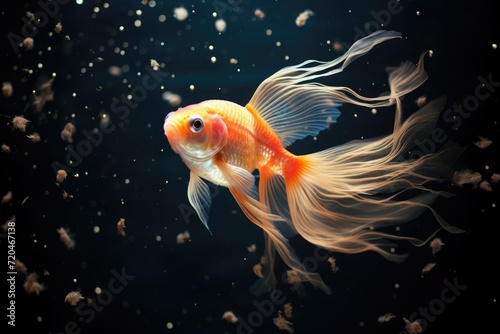 Goldfish in the aquarium Beautiful underwater, The tank is filled with beautiful and colorful small fish that are swimming around, Ai generated