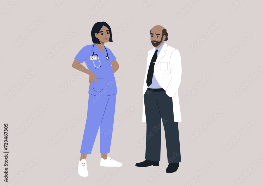 An intern is gaining hands-on experience in the clinics, learning from a doctor, the educational aspect of an internship, where students absorb practical knowledge under the guidance of mentors An intern is gaining hands-on experience in the clinics, learning from a doctor, the educational aspect of an internship, where students absorb practical knowledge under the guidance of mentors