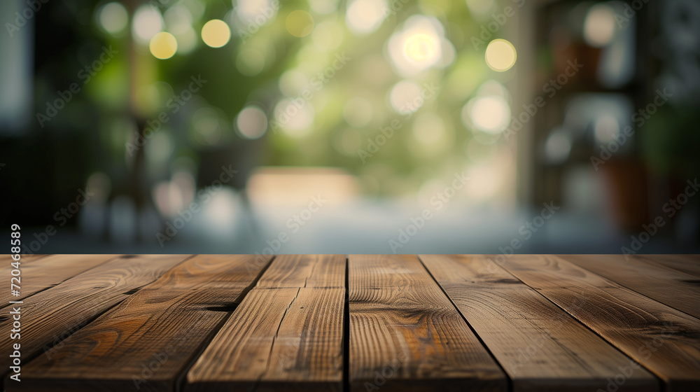 Top wooden table with blurred background Top wooden table with blurred background