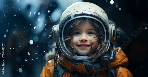Cute girl astronaut exploring. Explorer and Adventure Concept. Generative Ai.